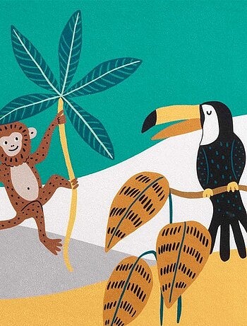 Tapis rectangle 45x75 velours Jungle Story