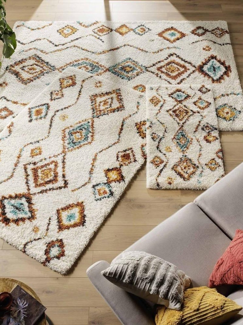 Tapis rectangle 60x110 cm Vasco Beige - Kiabi