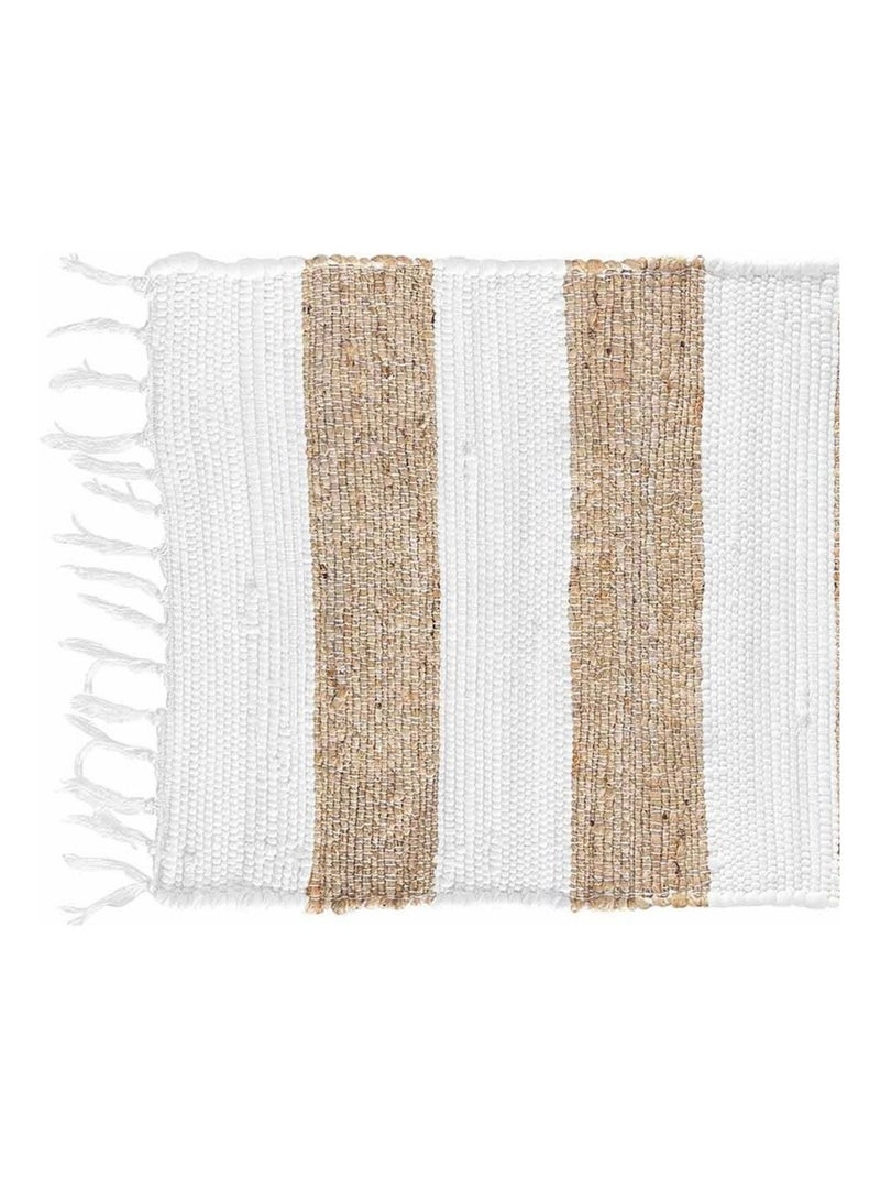 Tapis rectangle à franges 50x80 cm Sagane Beige - Kiabi