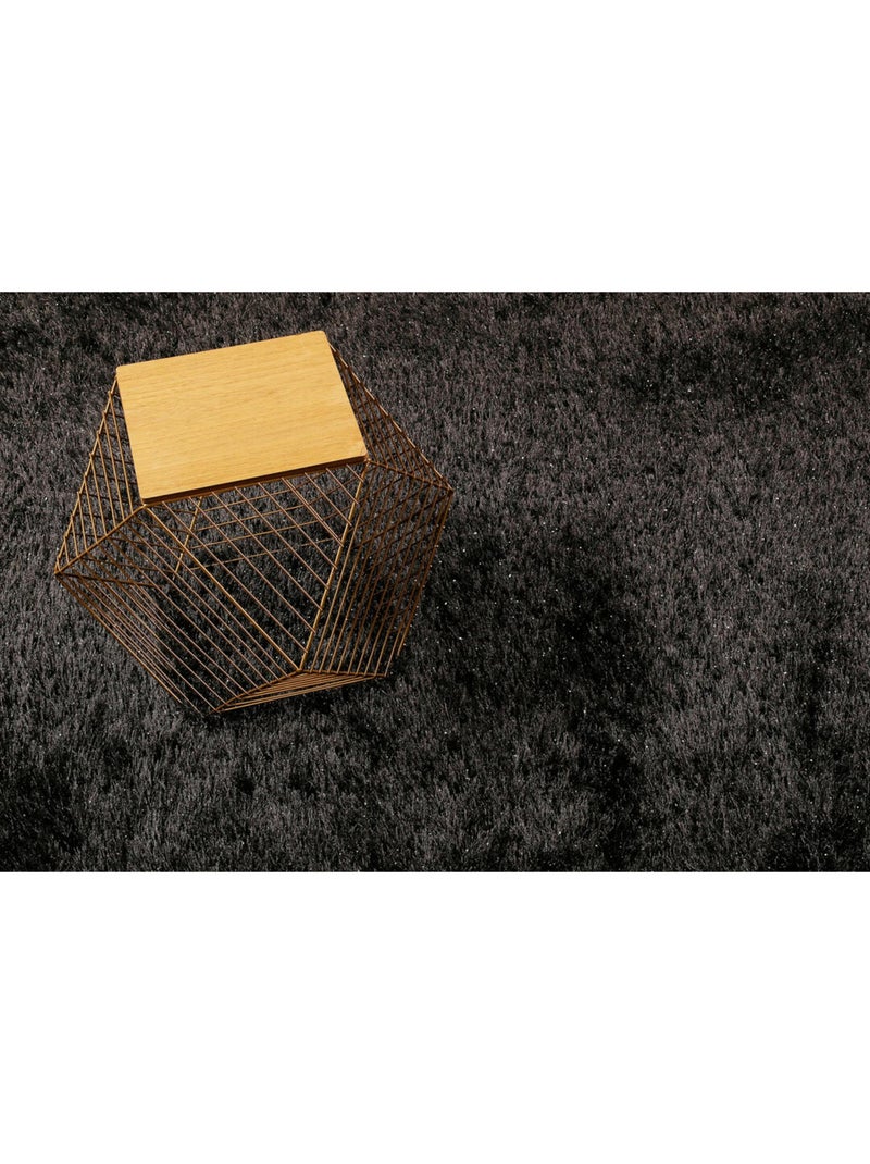 Tapis rectangle à longues mèches uni Shiny Touch Wecon Home Noir Gris anthracite - Kiabi