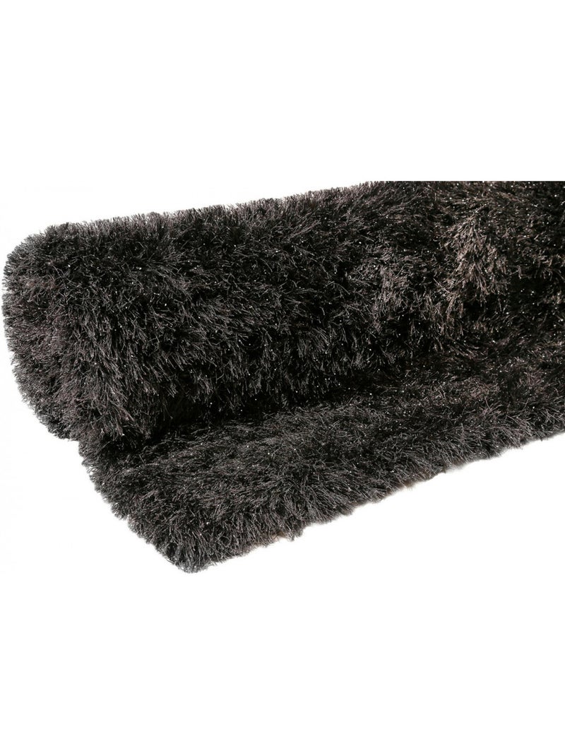 Tapis rectangle à longues mèches uni Shiny Touch Wecon Home Noir Gris anthracite - Kiabi