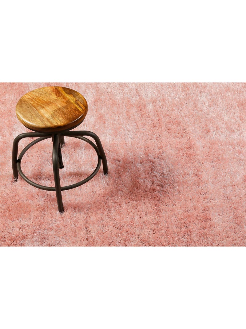 Tapis rectangle à longues mèches uni Shiny Touch Wecon Home Noir Rose - Kiabi