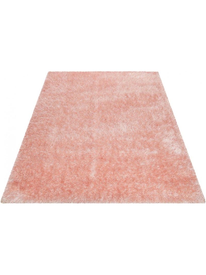 Tapis rectangle à longues mèches uni Shiny Touch Wecon Home Noir Rose - Kiabi