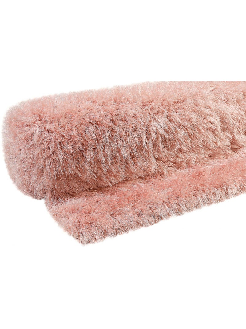 Tapis rectangle à longues mèches uni Shiny Touch Wecon Home Noir Rose - Kiabi