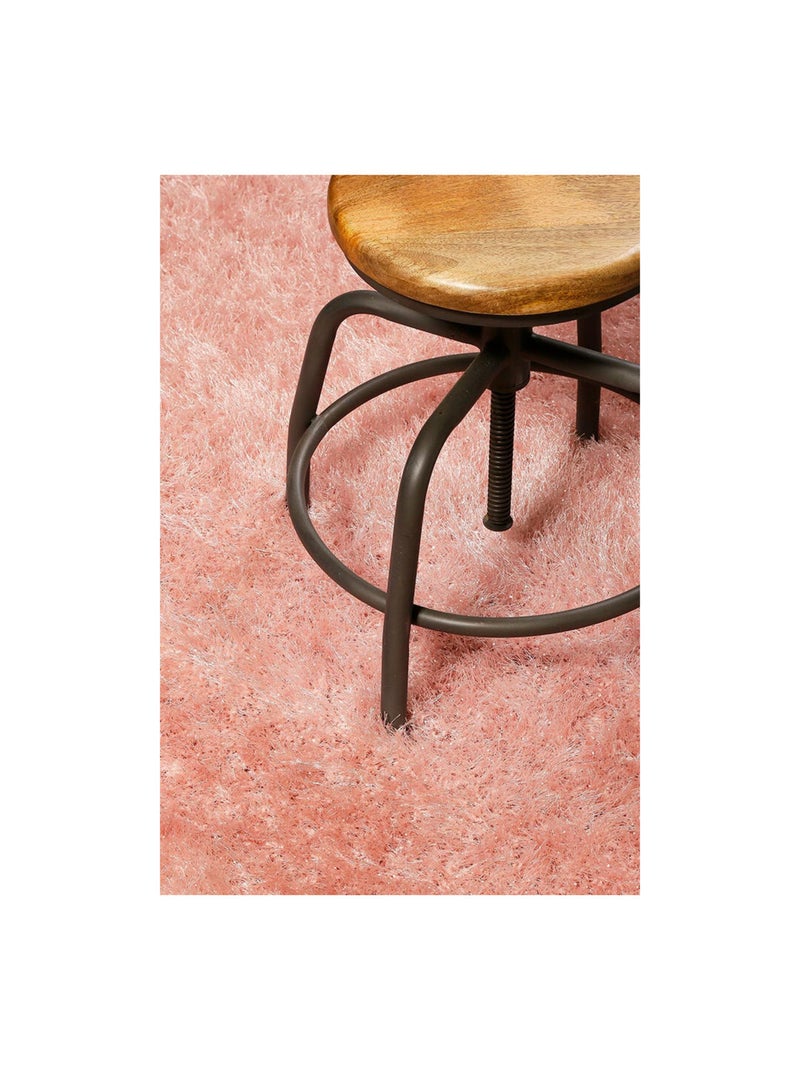 Tapis rectangle à longues mèches uni Shiny Touch Wecon Home Noir Rose - Kiabi