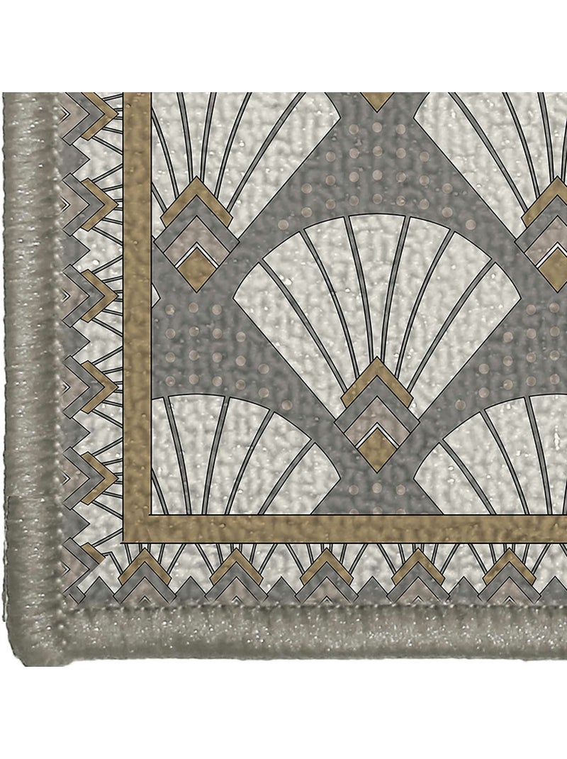 tapis rectangle antidérapant 57 x 115 cm imprime Art deco chic Blanc - Kiabi