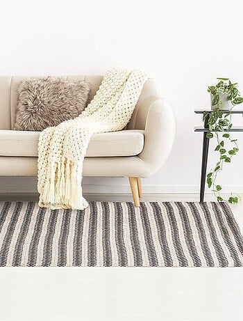 Tapis rectangle beige motifs noir 120x170 cm