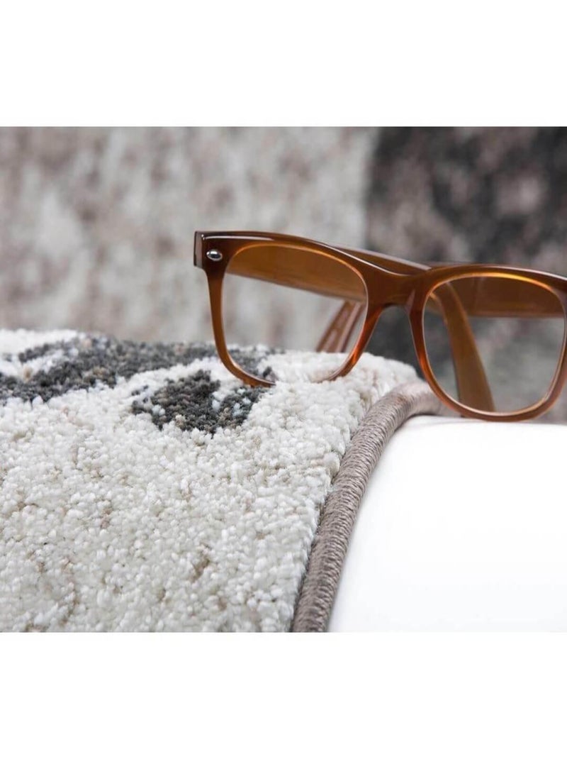 Tapis rectangle contemporain pour salon Bohème Taupe - Kiabi