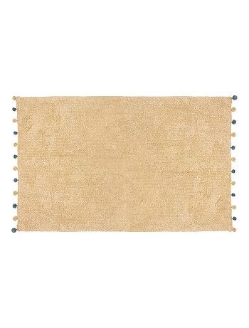 Tapis rectangle coton pompons 100x150 beige - Kiabi
