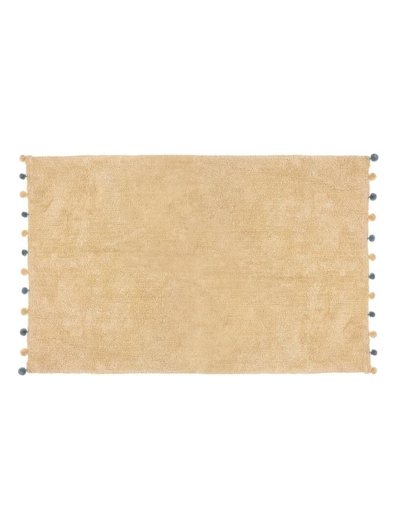 Tapis rectangle coton pompons 100x150 beige Beige - Kiabi