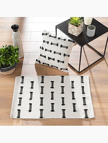 Tapis rectangle coton tisse uni+fils coupes juline