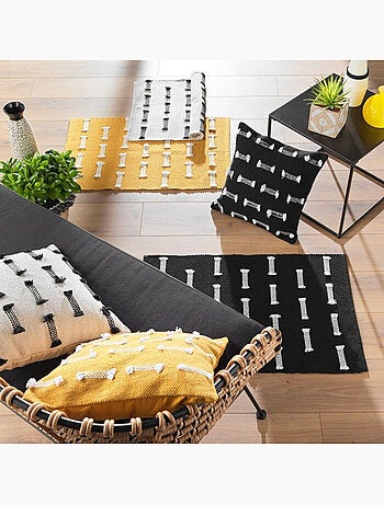 Tapis rectangle coton tisse uni+fils coupes juline