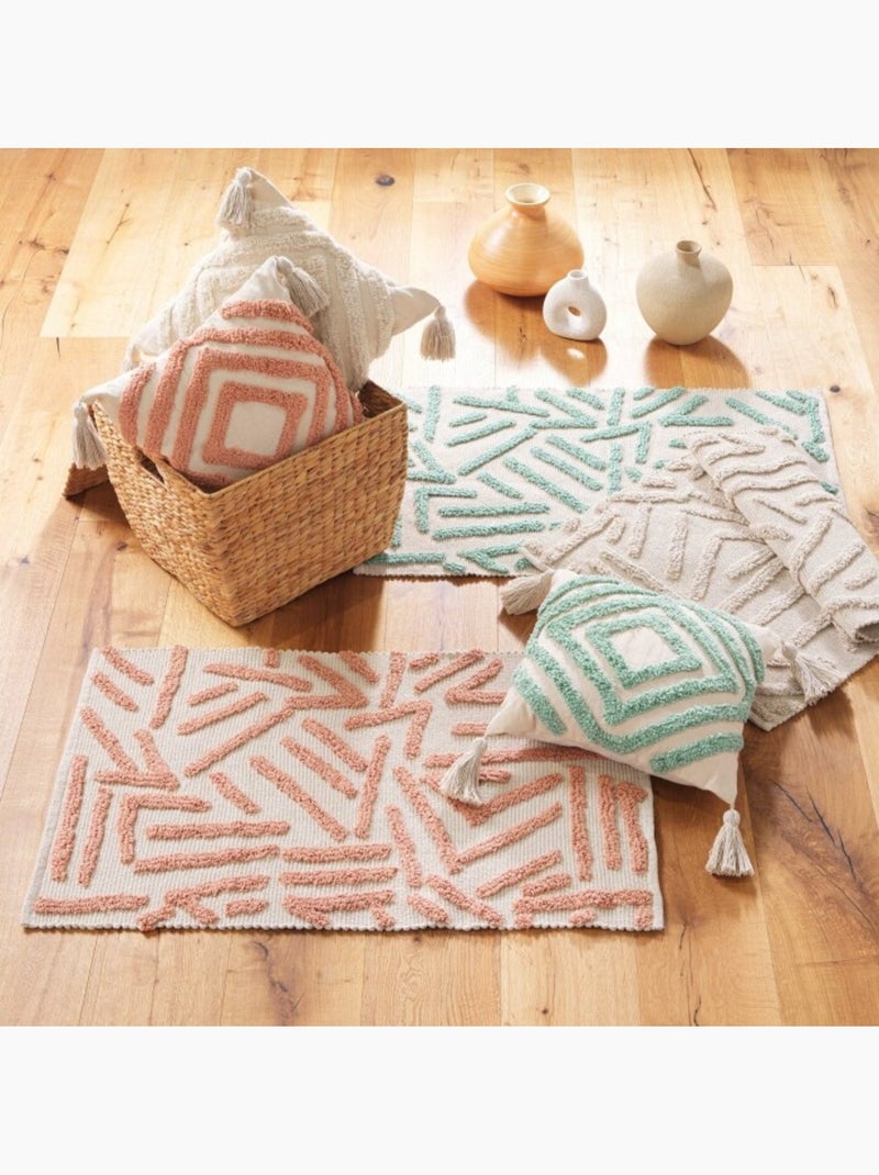 Tapis rectangle coton/polyester tufte Athena Vert Sauge - Kiabi