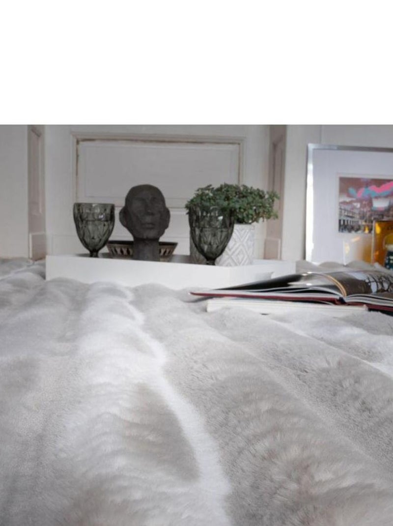 Tapis rectangle doux moderne effet 3D Lynda Argenté - Kiabi