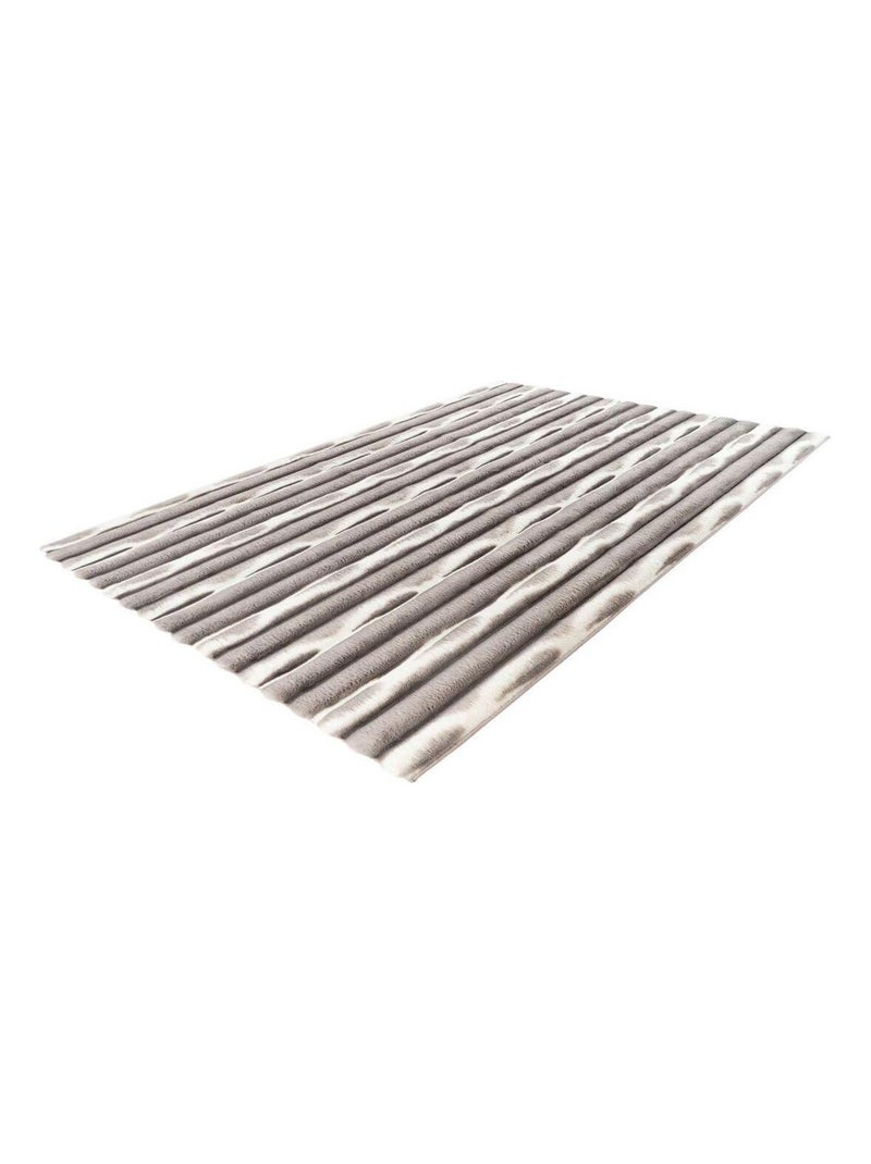 Tapis rectangle doux moderne effet 3D Lynda Argenté - Kiabi