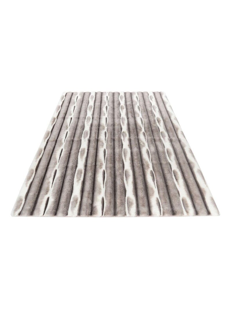 Tapis rectangle doux moderne effet 3D Lynda Argenté - Kiabi
