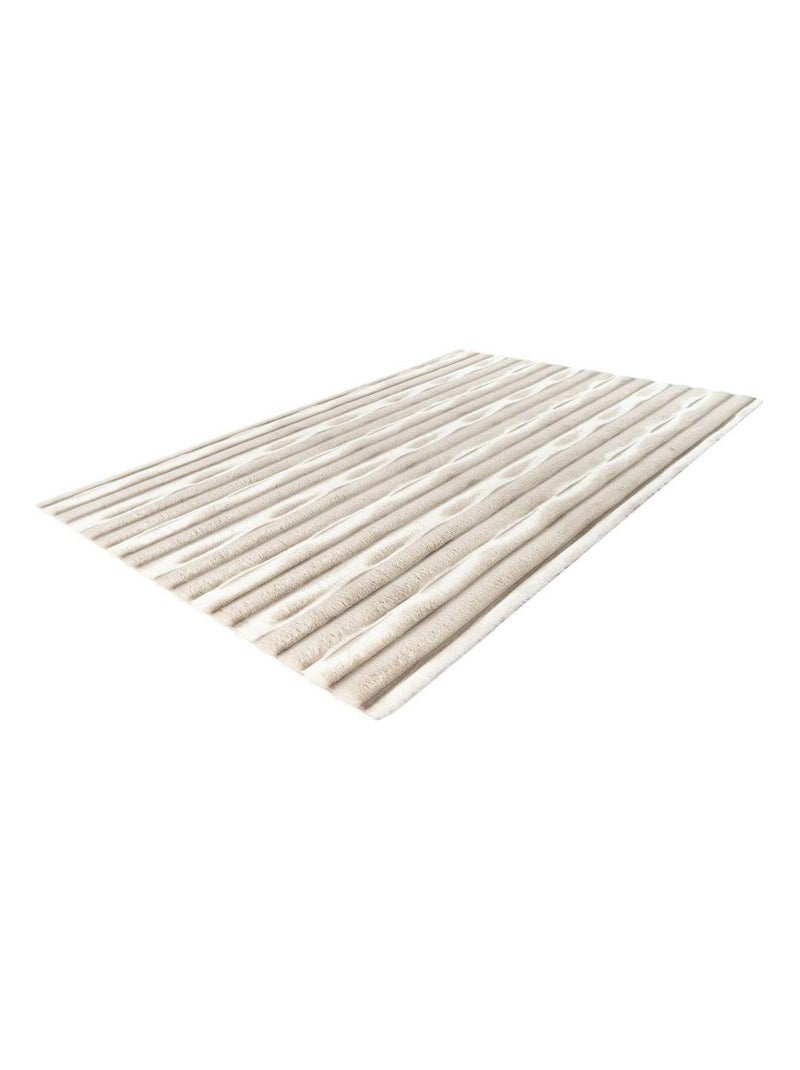 Tapis rectangle doux moderne effet 3D Lynda Taupe - Kiabi