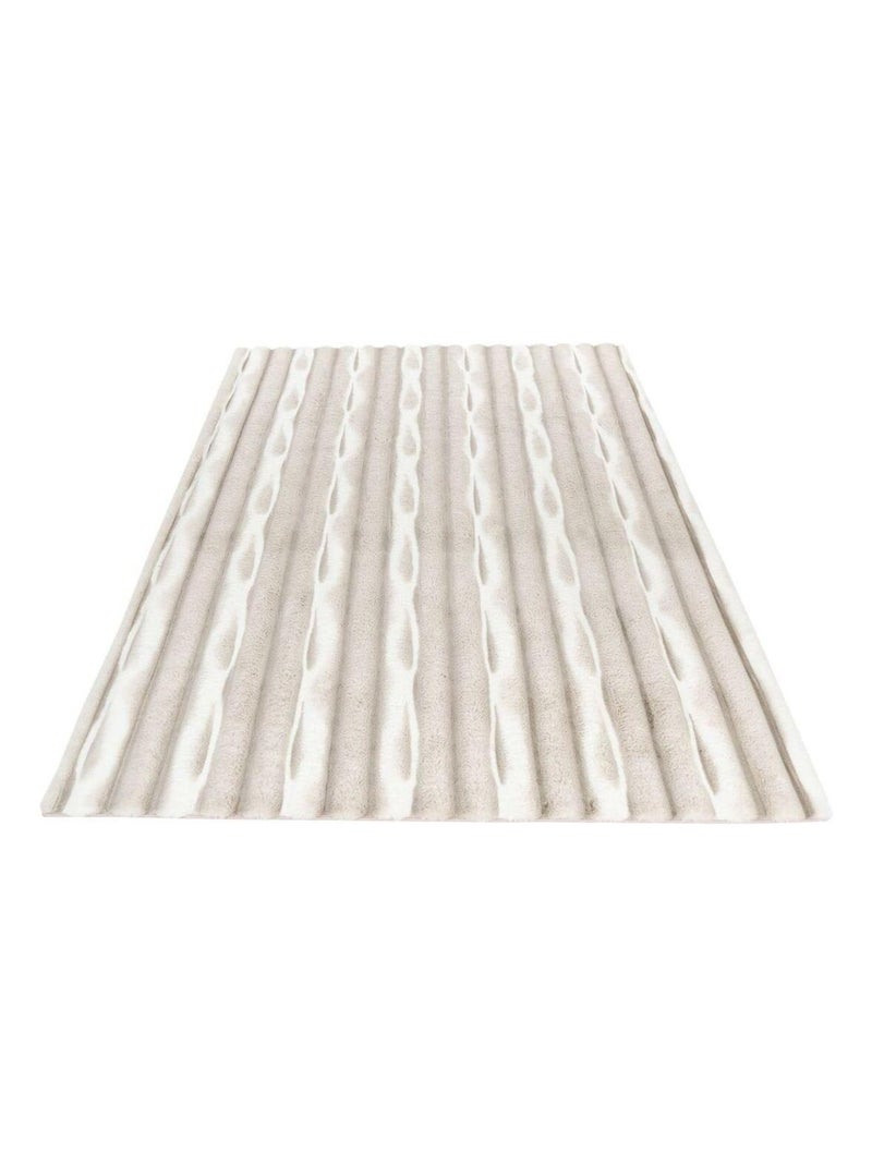 Tapis rectangle doux moderne effet 3D Lynda Taupe - Kiabi