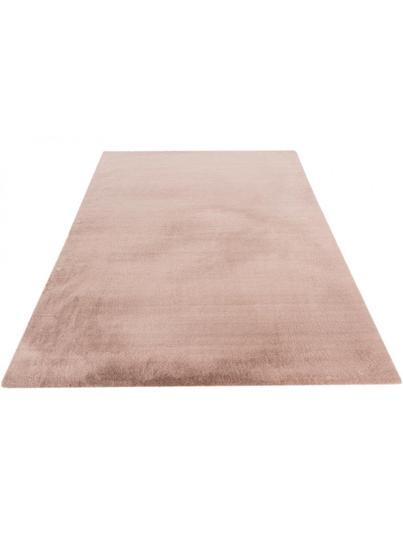 Tapis rectangle doux uni shaggy effet brillant polyester Oceania Taupe - Kiabi