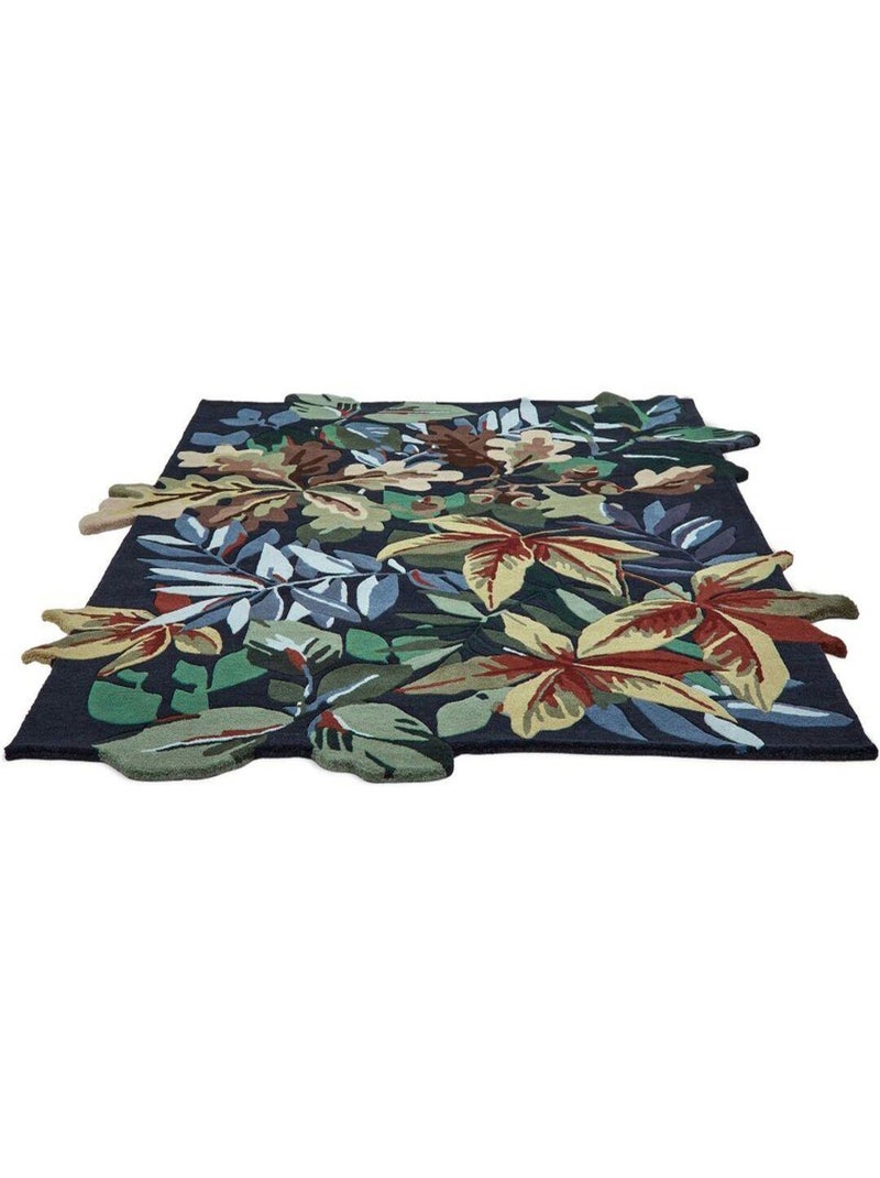 Tapis rectangle floral moderne laine Robin's Wood Vert - Kiabi