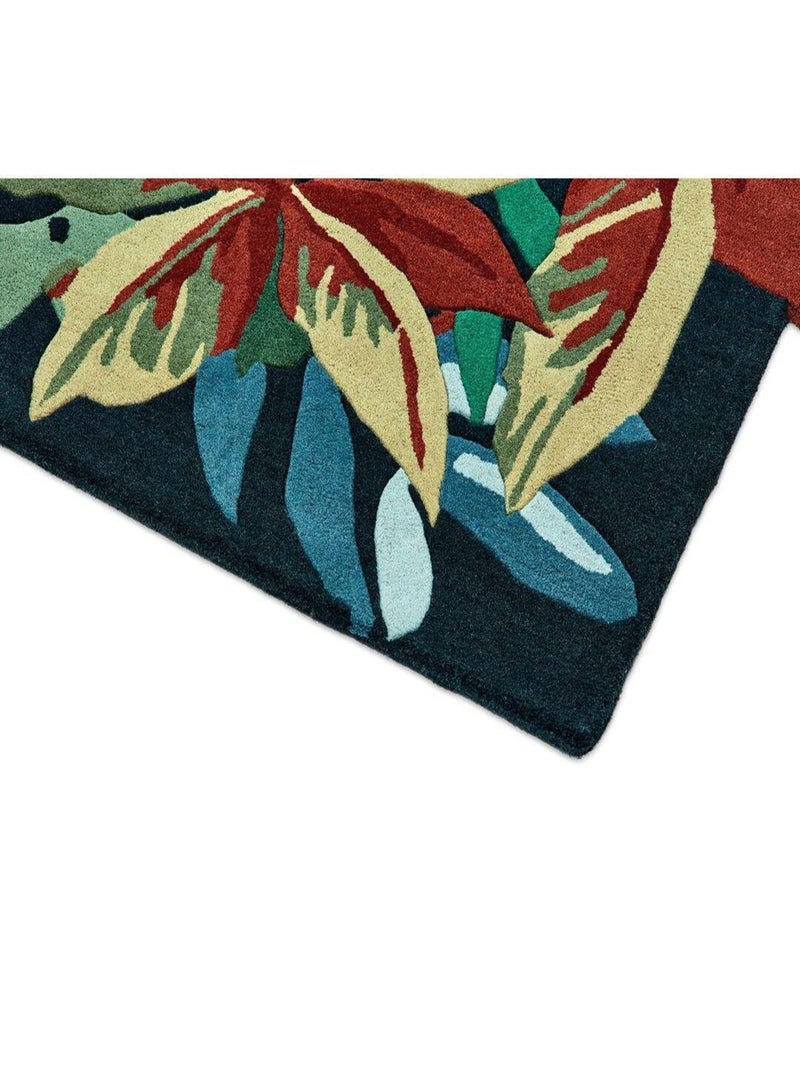 Tapis rectangle floral moderne laine Robin's Wood Vert - Kiabi