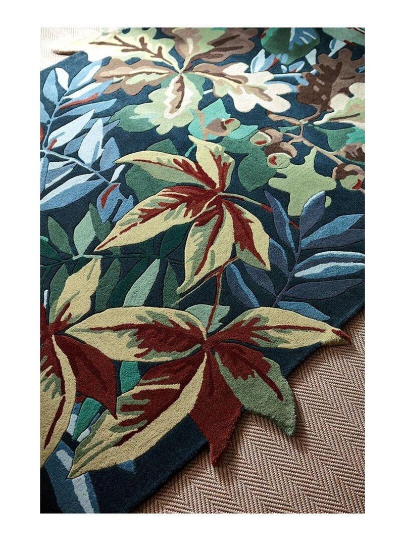 Tapis rectangle floral moderne laine Robin's Wood Vert - Kiabi