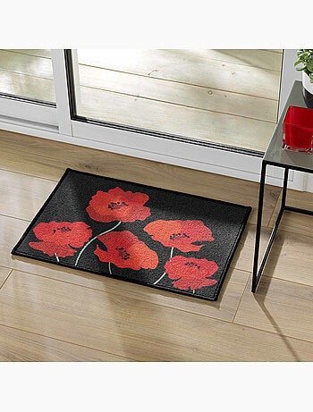 Tapis rectangle imprime digital coquelicots Sans