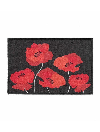 Tapis rectangle imprime digital coquelicots Sans