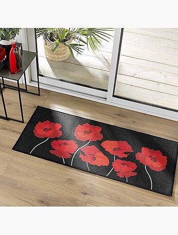 Tapis rectangle imprime digital coquelicots Sans