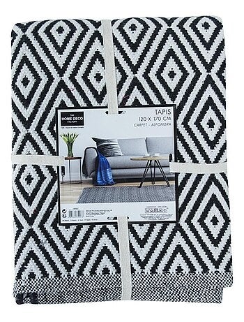 Tapis rectangle losanges noir blanc 120x170 cm