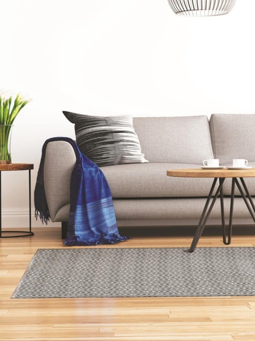 Tapis rectangle losanges noir blanc 120x170 cm - Kiabi