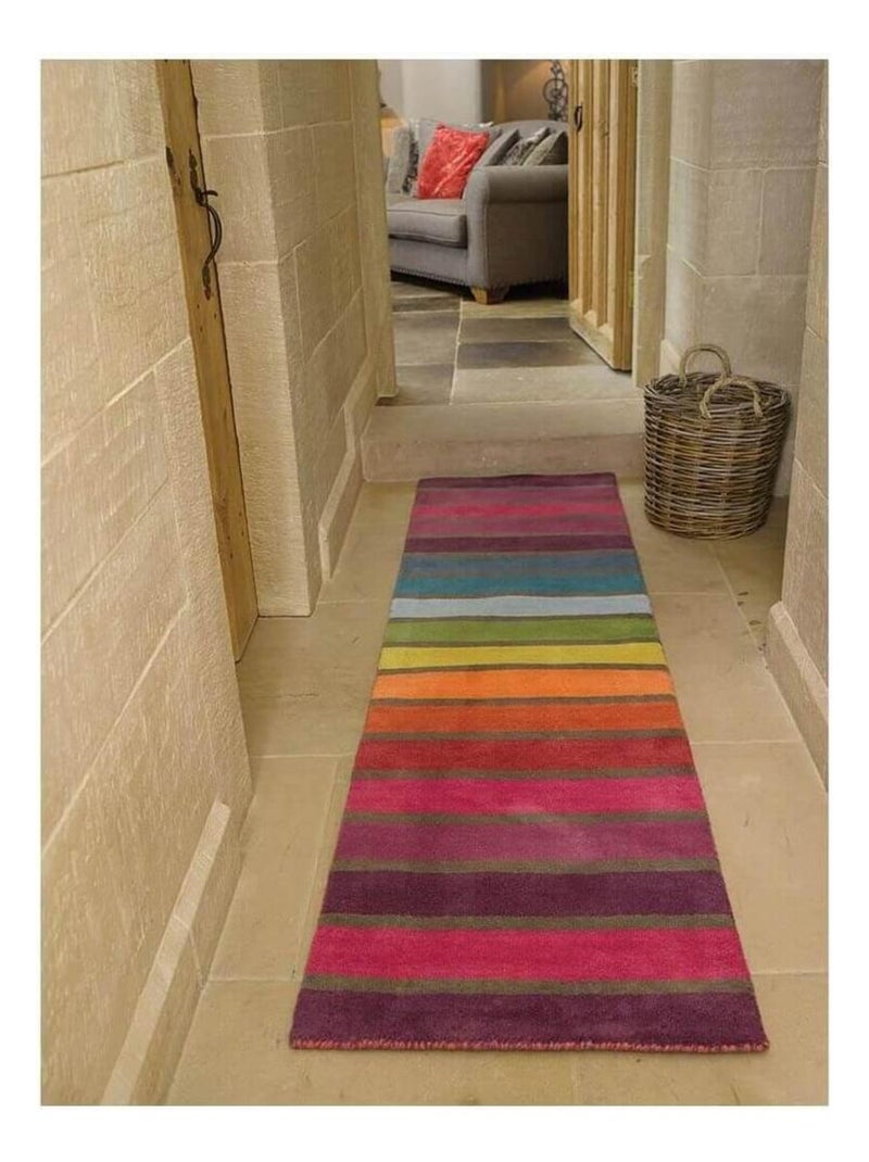 Tapis rectangle multicolore en laine moderne Candy Multicolore - Kiabi