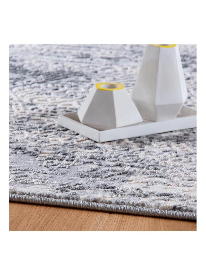Tapis rectangle rayé à courtes mèches moderne Inirida Gris - Kiabi