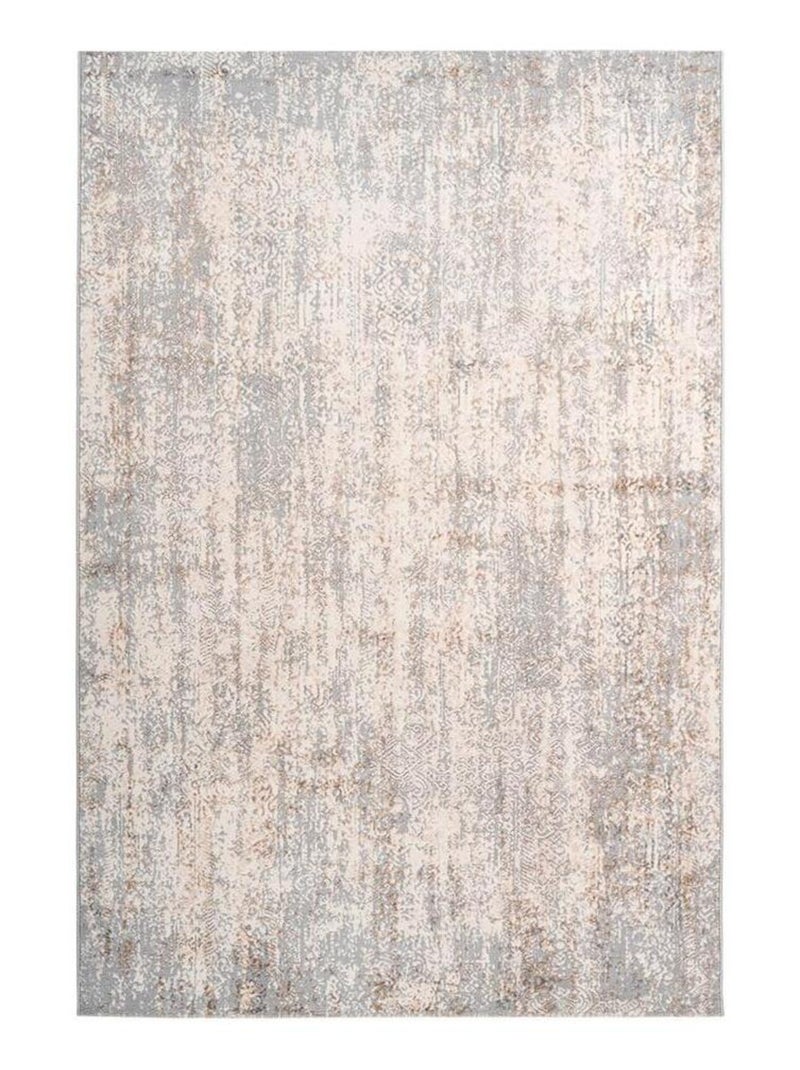 Tapis rectangle rayé à courtes mèches moderne Inirida Taupe - Kiabi