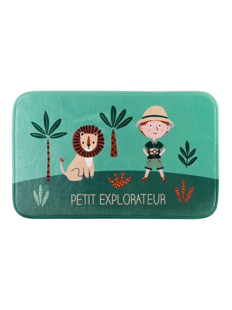 Tapis rectangle velours 45x75 cm Léo l'explorateur Vert - Kiabi