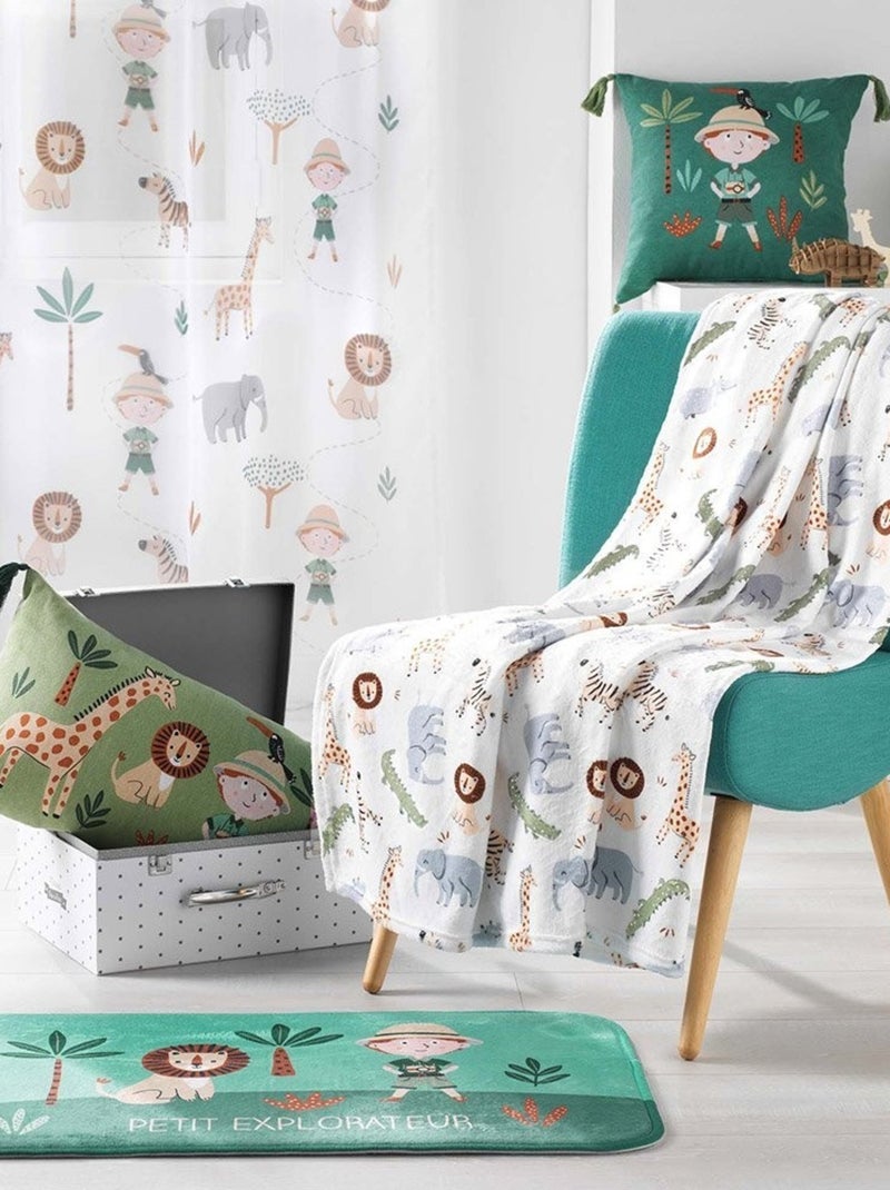 Tapis rectangle velours 45x75 cm Léo l'explorateur Vert - Kiabi