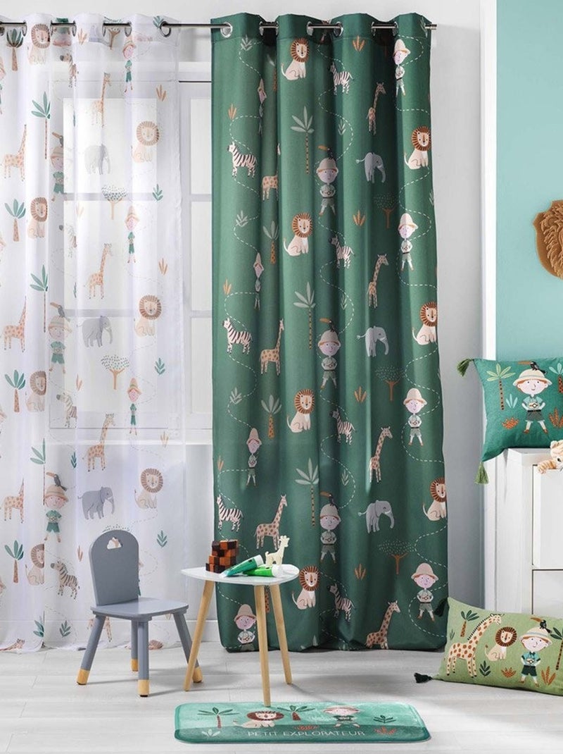 Tapis rectangle velours 45x75 cm Léo l'explorateur Vert - Kiabi