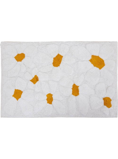 Tapis rectangulaire à motifs floraux en coton daisy - Kiabi