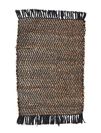 Tapis rectangulaire avec franges en jute et coton - Dylrev