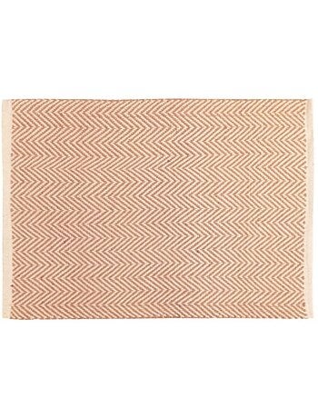 Tapis rectangulaire chevron marron et blanc 90x60cm