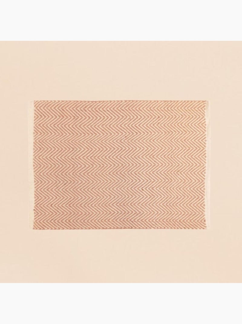 Tapis rectangulaire chevron marron et blanc 90x60cm Marron - Kiabi