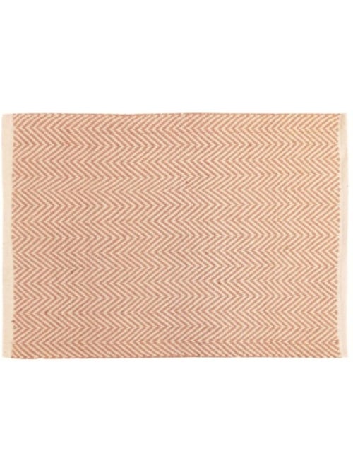 Tapis rectangulaire chevron marron et blanc 90x60cm - Kiabi