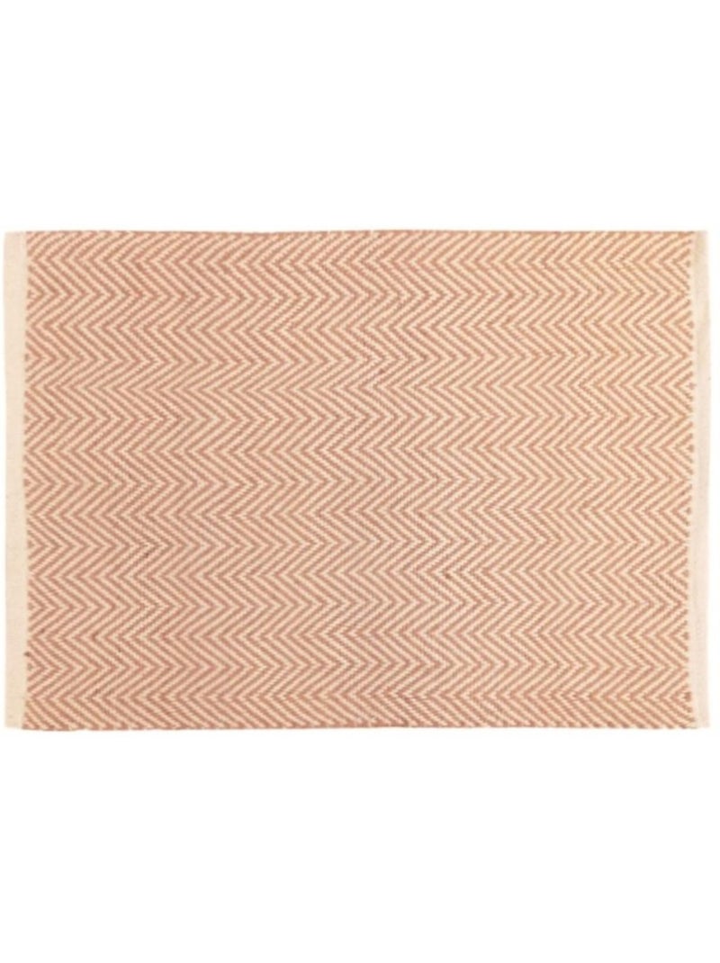Tapis rectangulaire chevron marron et blanc 90x60cm Marron - Kiabi
