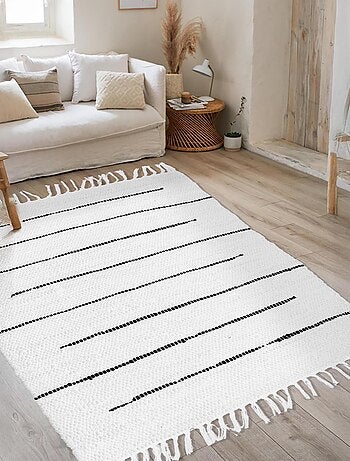 Tapis rectangulaire en Coton avec Franges, Dylrev