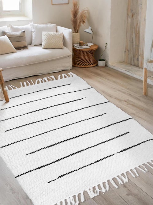 Tapis rectangulaire en Coton avec Franges, Dylrev - Kiabi