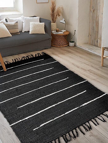 Tapis rectangulaire en Coton avec Franges, Dylrev