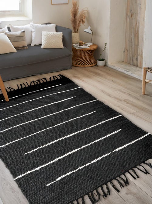 Tapis rectangulaire en Coton avec Franges, Dylrev - Kiabi