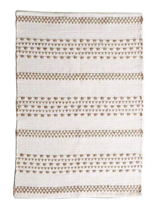 Tapis rectangulaire en coton, effet rayé en jute, Dylrev - Kiabi