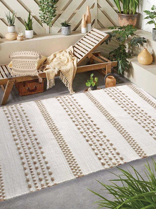 Tapis rectangulaire en coton, effet rayé en jute, Dylrev - Kiabi