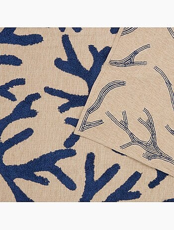 Tapis rectangulaire en coton motifs brodés oceania